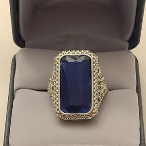 Sapphire Statement Ring Sterling Silver